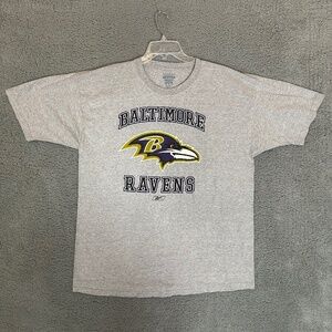 Baltimore Ravens Reebok Mens T-Shirt Gray Size XL Crew Neck Short Sleeve